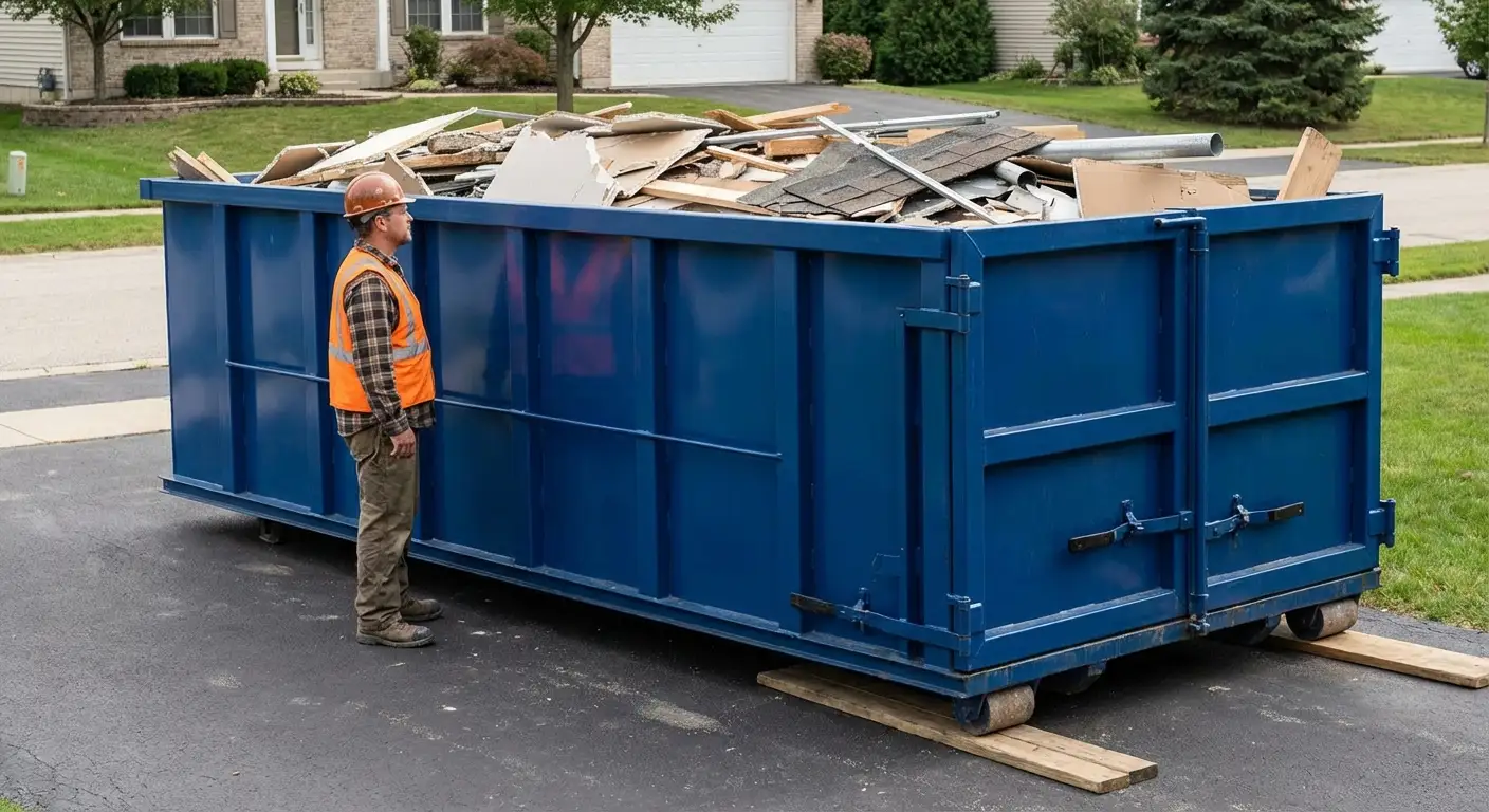 Dumpster loaded correctly to avoid overage fees in Carlsbad, CA