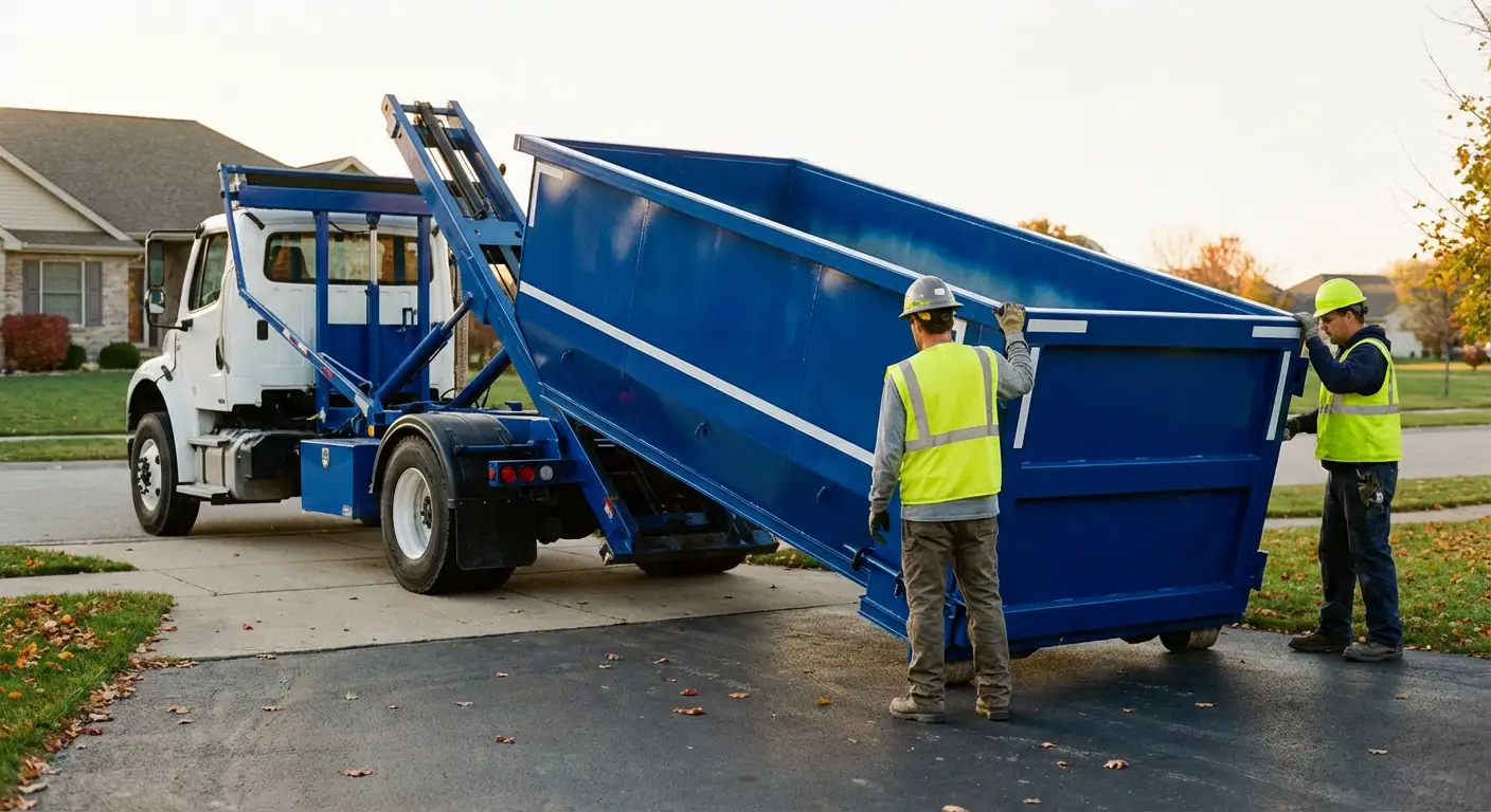Roll-off dumpster delivery truck in Carlsbad, CA