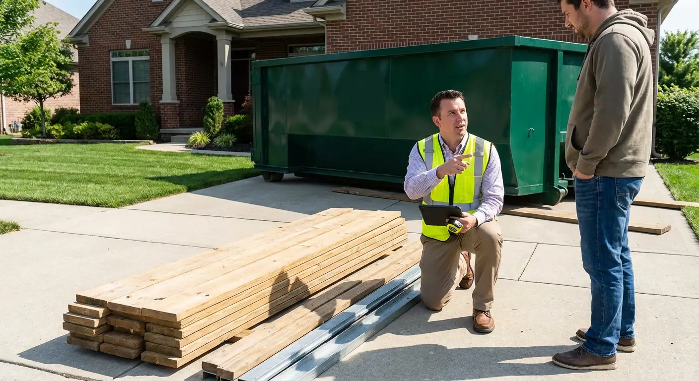Dumpster rental delivery truck in Carlsbad