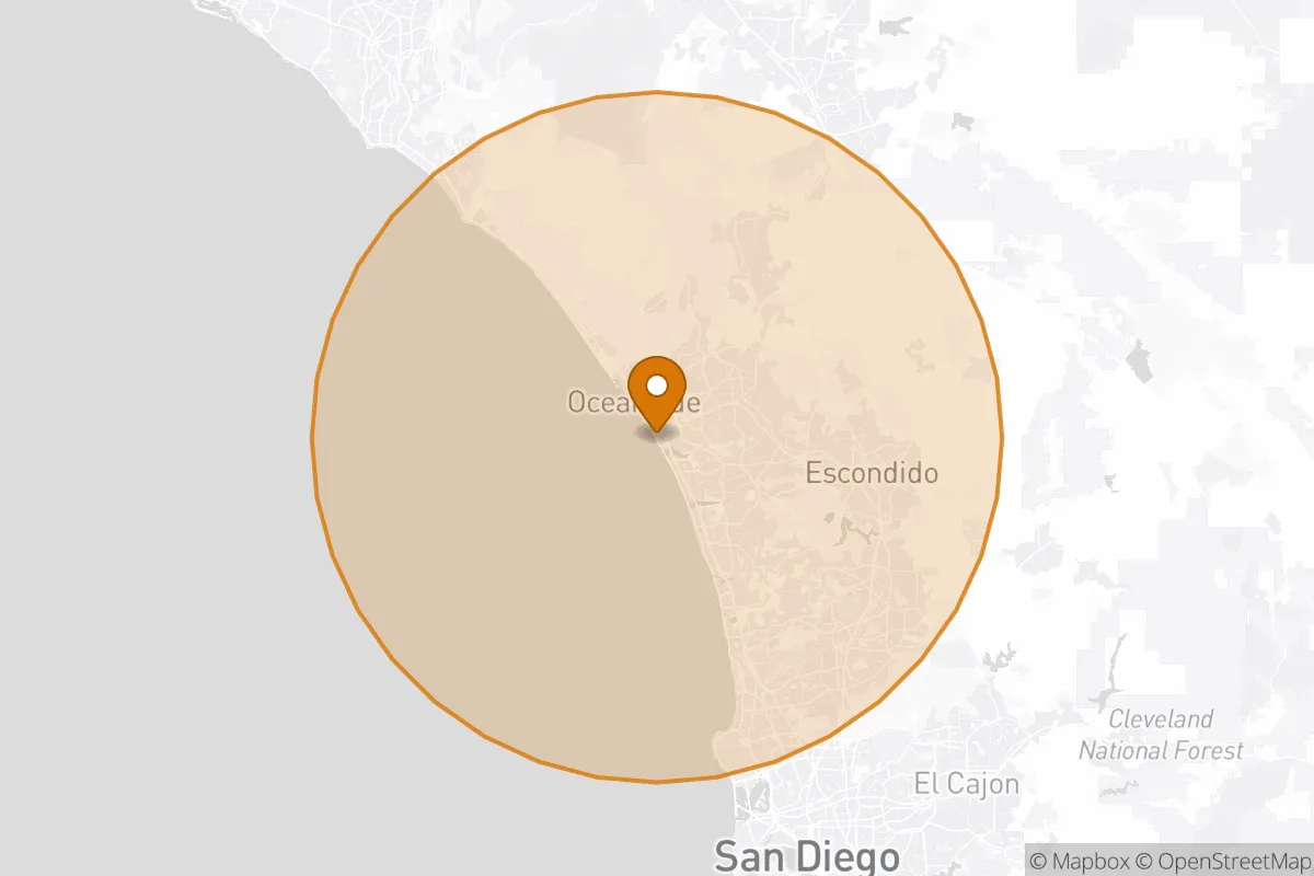 service area service area map in Carlsbad, CA